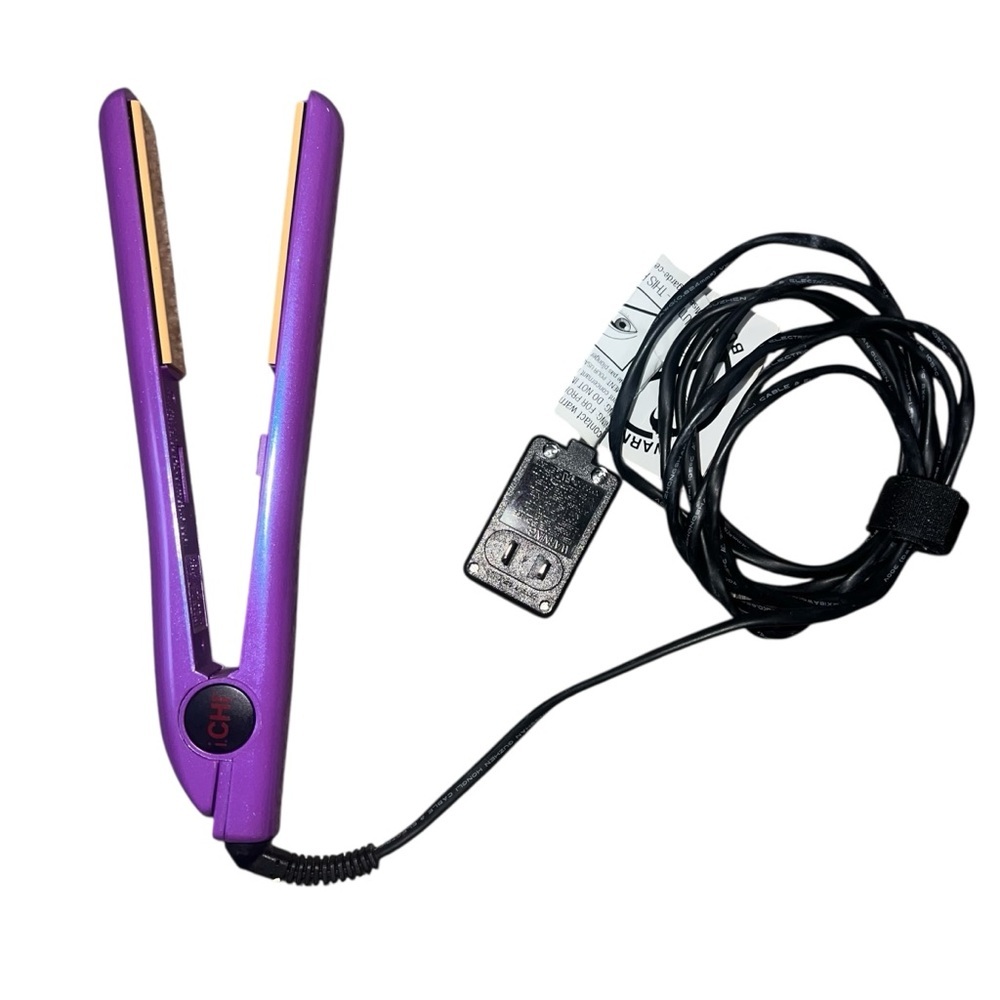 EUC Chi 1 Inch Tourmaline Ceramic Flat Iron Professional Hair Purple Heat Safe